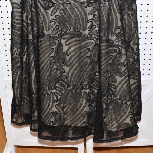Plus Size 20W R&M Richards Black Mesh Over Nude Cocktail Party Full Skirt Dress - Picture 4 of 16